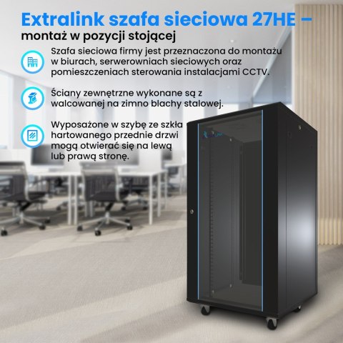 Extralink 27U 600x1000 Czarna | Szafa rack | stojąca