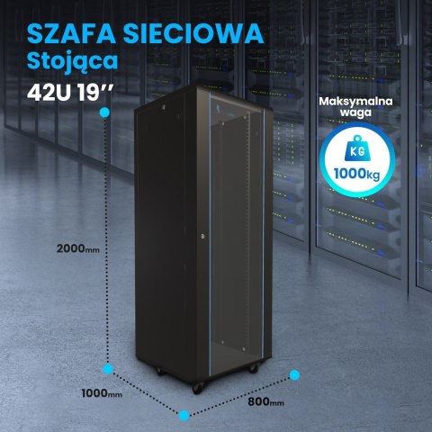 Extralink 42U 800x1000 Czarna | Szafa rack | stojąca
