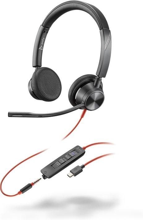 Słuchawki przewodowe POLY Blackwire 3325 Stereo Microsoft Teams Certified USB-C Headset 3.5mm Plug USB-C/A Adapter Przewodowa Op