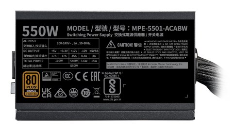 COOLER MASTER ZASILACZ MWE Bronze 550 V3 230V MPE-5501-ACABW-3BEU