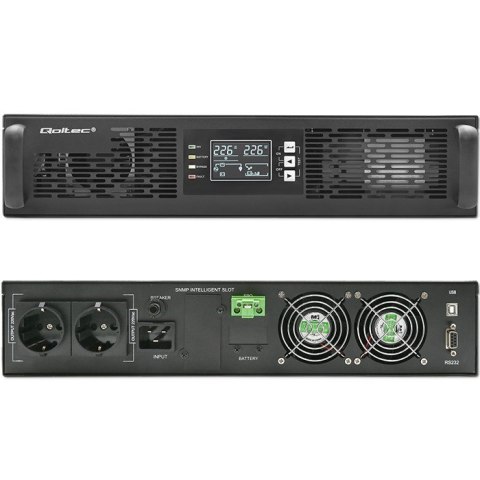 Qoltec Zasilacz awaryjny UPS do RACK | 2.4kVA | 2400W | Power Factor 1.0 | LCD | EPO | USB | On-line