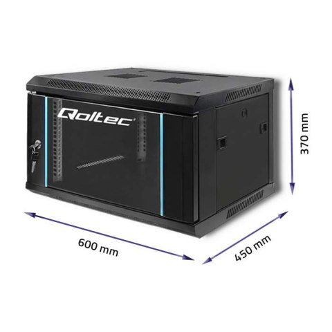 Qoltec Szafa RACK 19" | 6U | 600 x 370 x 450 | Czarna | Wisząca