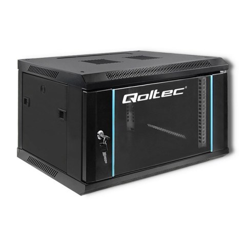 Qoltec Szafa RACK 19" | 6U | 600 x 370 x 450 | Czarna | Wisząca