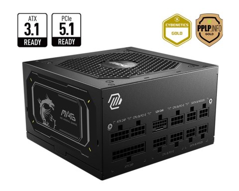 Zasilacz MSI MAG A850GL 850W PCIE5 II 80+ Gold ATX 3.1