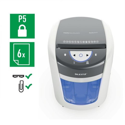 Niszczarka Leitz IQ OptiMax Home Office 225, 15l, P5, 6 kartek, Automatyczny Start/Stop, Funkcja cofania, Obrotowy pojemnik - 33
