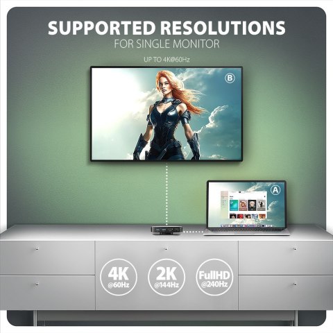 AXAGON HMC-UFO USB-C Hub, M.2 SATA/NVMe, 1 Gbit/s Ethernet, 384 kHz Audio - schwarz/silber