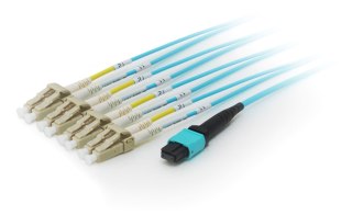 Kabel światłowodowy MTP wielomodowy LC Multi-Mode 15.0m Światłowód 50/125 mikronów OM4 Akwamaryn