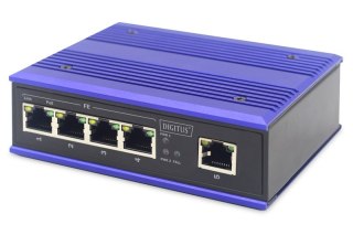 Przemysłowy switch 4x 100 Base-TX PoE 120W + 1x uplink 100 Base-TX DIN rozszerzony zakres temp.