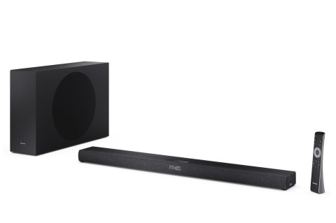 Sharp 2.1-kanałowy ultracienki Dolby Atmos/DTS Virtual: X Soundbar z bezprzewodowym subwooferem HT-SBW320 360 W Łączność Bluetoo