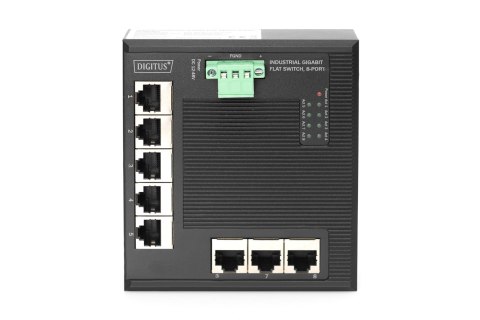 Switch Ethernet Gigabit 8-portowy, montaż DIN, rozszerzony zakres temp.