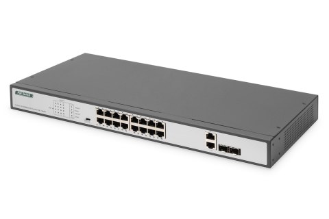 Switch Fast Ethernet PoE z 16 portami PoE + 2 Combo, 250W budżetu PoE