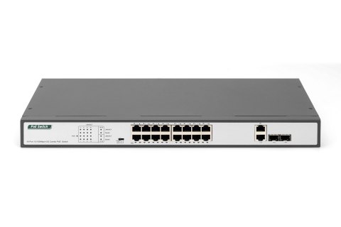 Switch Fast Ethernet PoE z 16 portami PoE + 2 Combo, 250W budżetu PoE