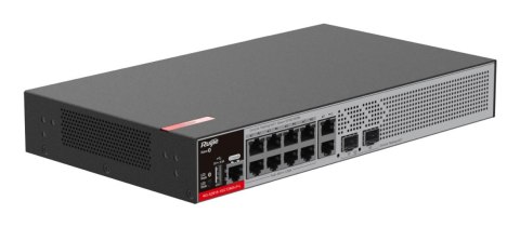 Zarządzalny Switch Ruijie L2+ 10 portów 1Gbit + 2 porty SFP 2.5Gbit 10 portów PoE+ (125W max) 1 wentylator, 1 wbudowany zasilacz