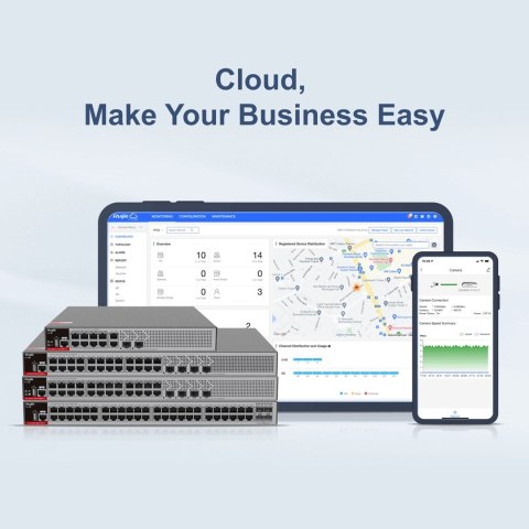 Zarządzalny Switch Ruijie L2+ 10 portów 1Gbit + 2 porty SFP 2.5Gbit 10 portów PoE+ (125W max) 1 wentylator, 1 wbudowany zasilacz