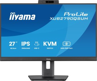 Monitor iiyama XUB2790QSUH-B2 27" IPS-panel 2560x1440 100Hz Windows Hello Kamera 5MP Auto Focus 15cm regulacja wysokości stojaka