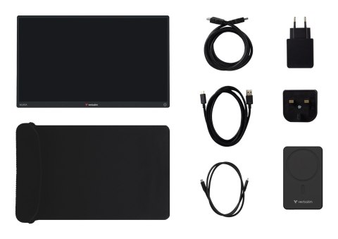 Verbatim 32087 przenośny telewizor / monitor Przenośny monitor Czarny 33,8 cm (13.3") 1920 x 1200 px