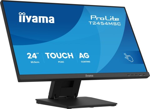 Monitor dotykowy iiyama ProLite 24" IPS z technologią InCell PCAP (10pkt), z powłoką antyrefleksyjną oraz elastyczną podstawą