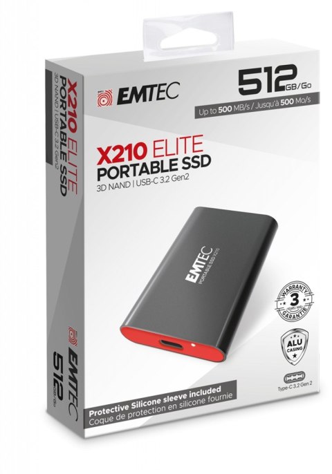 Emtec X210 Elite 512 GB USB Type-C 3.2 Gen 2 (3.1 Gen 2) Czarny