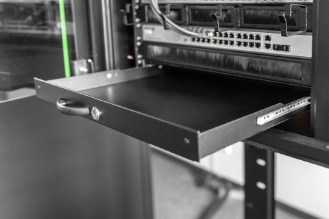 Półka z klawiaturą zamykana na klucz 19" 1U Digitus czarna RAL 9005