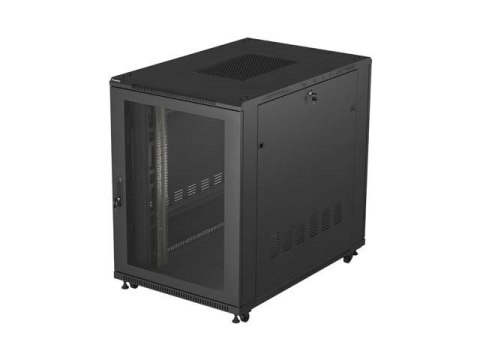 Szafa instalacyjna rack stojąca 19" 22U 800x1200 czarna drzwi perforowane Lanberg (flat pack)