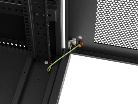 Szafa instalacyjna rack stojąca 19" 37U 600X600 czarna drzwi perforowane LCD LANBERG (flat pack)