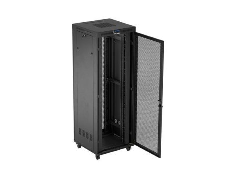 Szafa instalacyjna rack stojąca 19'' 47U 800x800 czarna drzwi perforowane LCD LANBERG (FLAT PACK)
