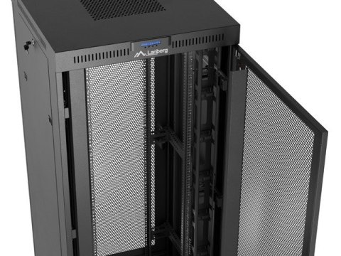 Szafa instalacyjna rack stojąca 19'' 47U 800x800 czarna drzwi perforowane LCD LANBERG (FLAT PACK)