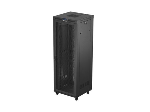Szafa instalacyjna rack stojąca 19'' 47U 800x800 czarna drzwi perforowane LCD LANBERG (FLAT PACK)