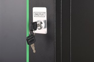 Szafa sieciowa wisząca DYNAmic 19" 9U rack 600x450, drzwi szyba, czarny, niedzielona, złożona, 60kg