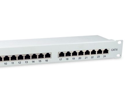 Wyposażenie 19" Patch Panel 24xRJ45 Cat6 FTP 1U 250MHz RAL7035