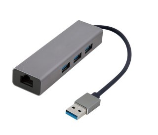 GEMBIRD ADAPTER USB-AM DO LAN GIGABIT HUB USB 3.0 X3 CZARNY