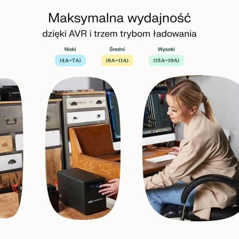 UPS zasilacz awaryjny Greencell PowerCore 2000VA 1200W AVR 24VDC LCD