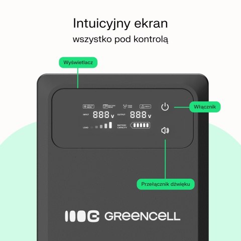 UPS zasilacz awaryjny Greencell PowerCore 2000VA 1200W AVR 24VDC LCD