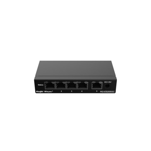 Ruijie Networks RG-ES205GC łącza sieciowe Zarządzany L2 Gigabit Ethernet (10/100/1000) Czarny