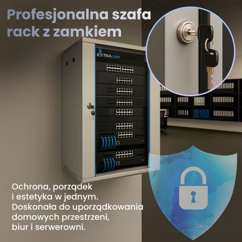 Extralink 12U 600x600 Szara | Szafa rack | montowana na ścianie