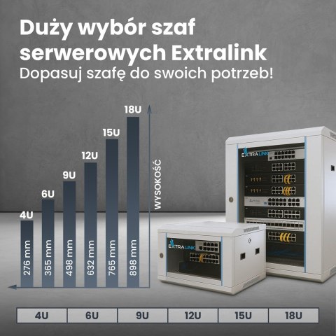 Extralink 12U 600x600 Szara | Szafa rack | montowana na ścianie