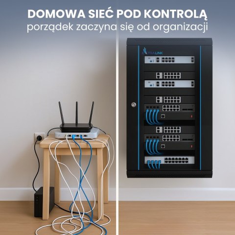 Extralink Szafa rack 15U 600x600 Czarna montowana na ścianie