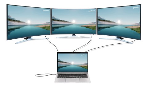 MANHATTAN Stacja dokująca 12-w-1 4K 1xHDMI 2xDP 3xUSB-A