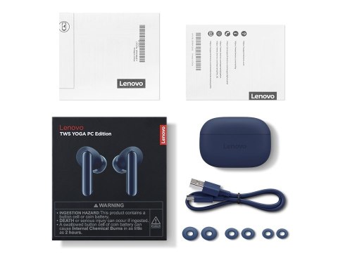 Słuchawki Lenovo TWS YOGA PC Edition | Wbudowany mikrofon | Łączność Bluetooth | Kosmiczny błękit
