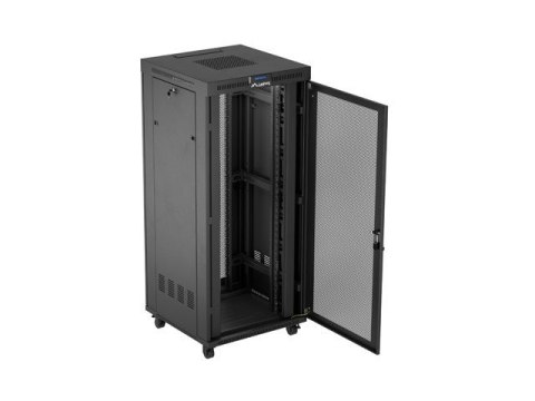 Szafa instalacyjna rack stojąca 19" 37U 800X800 czarna drzwi perforowane LCD Lanberg (Flat Pack)