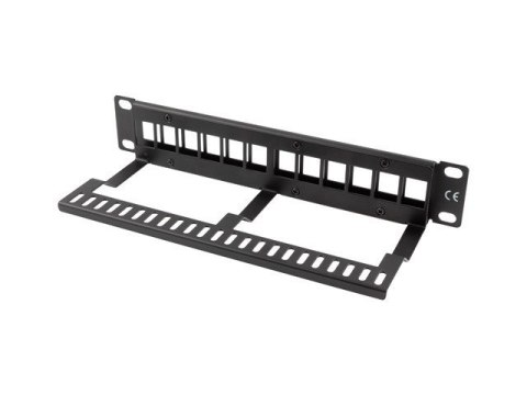LANBERG PATCH PANEL PUSTY 12 PORT 1U 10" Z ORGANIZEREM DO MODUŁÓW KEYSTONE CZARNY PPKS-9112-B