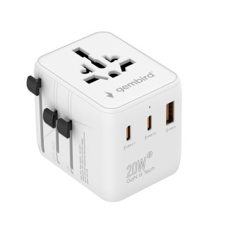 GEMBIRD UNIWERSALNY ADAPTER PODRÓŻNY 20 W, BIAŁY