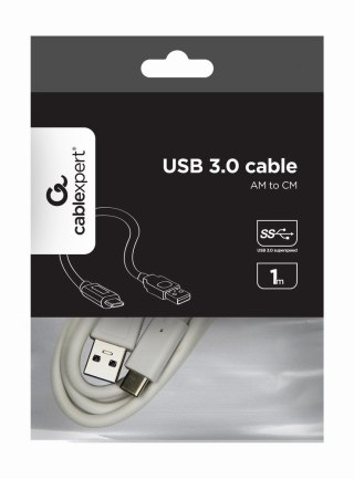 Kabel GEMBIRD CCP-USB3-AMCM-1M-W (USB typu C M - USB 3.0 M; 1m; kolor biały)