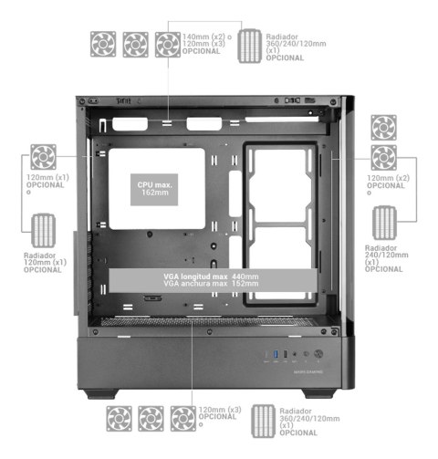 TACENS MARS MC-LCDPRO 7.2" IPS LCD ATX- obudowa