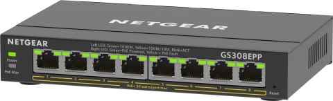 NETGEAR 8-Port Gigabit Ethernet High-Power PoE+ Plus Switch (GS308EPP) Zarządzany L2/L3 Gigabit Ethernet (10/100/1000) Obsługa P