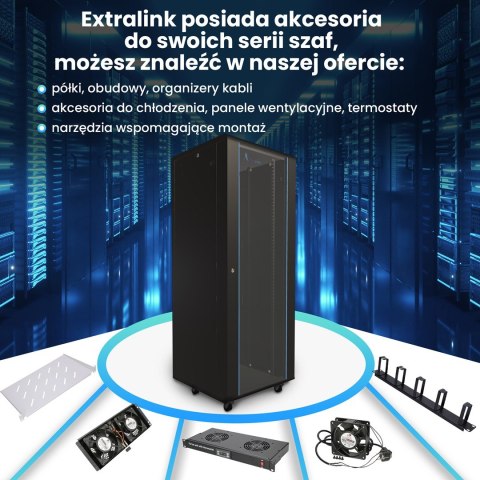 Extralink Szafa rack 37U 600x600 Czarna stojąca
