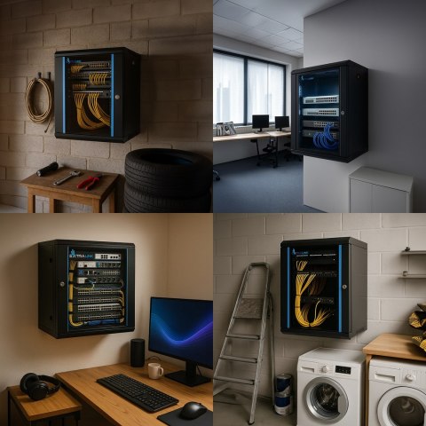 Extralink Szafa rack 6U 600x600 Czarna montowana na ścianie