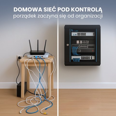 Extralink Szafa rack 6U 600x600 Czarna montowana na ścianie