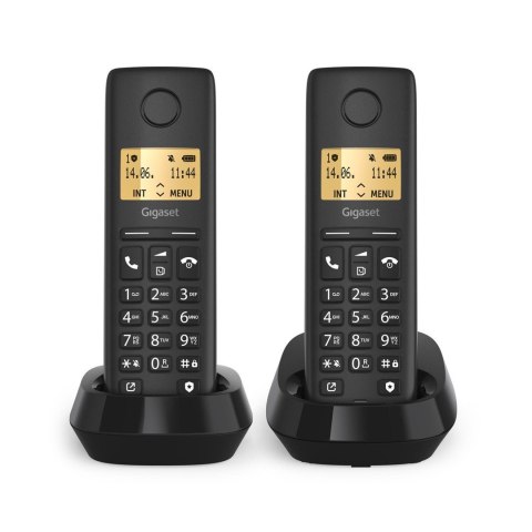 Gigaset PURE 100 duo Telefon analogowy/DECT Nazwa i identyfikacja dzwoniącego Czarny