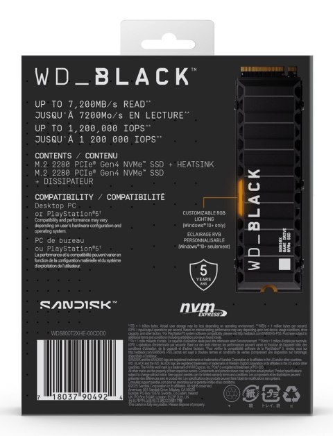Dysk SSD WD Black SN850X 8TB M.2 NVMe WDS800T2XHE